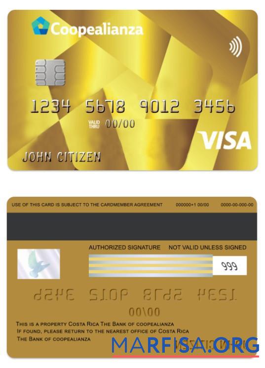 Blank Costa Rica Coopealianza visa gold card template